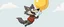 Placeholder: stupid cartoon wolf flying with a balloon