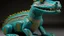 Placeholder: A cyan water elemental crocodile designed in Kuna molas painted by Francis Danby