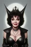 Placeholder: Joan Collins as evil queen in black leather, leather, busty, cleavage, angry, stern look. character design by cory loftis, fenghua zhong, ryohei hase, ismail inceoglu and ruan jia. unreal engine 5, artistic lighting, highly detailed, photorealistic, fantasy