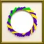 Placeholder: A simple round wooden frame without decoration in the colors of Mardi Gras green, purple and yellow with a light background to remove