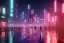 Placeholder: 3D, beautiful, light reflecting, empty future city skyline at night, rainy night, neon, cyberpunk, tron, one cyborg walking, 8k, finely detailed, photo realistic