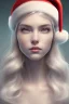 Placeholder: girl, cute, beautiful, long eyelashes, white hair, Santa hat, snowflakes, Christmas dress, closed mouth, head and shoulders portrait, 8k resolution concept art portrait by Greg Rutkowski, Artgerm, WLOP, Alphonse Mucha dynamic lighting hyperdetailed intricately detailed Splash art trending on Artstation triadic colors Unreal Engine 5 volumetric lighting