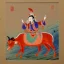 Placeholder: chinese god with thunder bolt in hand riding a indian cow painting