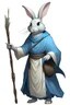 Placeholder: Female rabbit monk dnd wearing light blue and holding a quarter staff