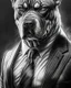 Placeholder: Illustrative sketch of a image of an angry humanoid dog, suit and tie, arte lineal ultra quality, 8k, cuerpo completo