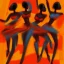 Placeholder: an abstract painting with figures of three African women dancing