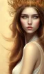 Placeholder: Portrait of beautiful women, correct facial symmetry, golden crown, dark brown hair, dark background, white flowers, loish style, painting, 8k, colorful, brush strokes,