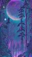 Placeholder: black night moon sky ,trippy tapestry Enchanted forest , 70's Retro synthwave poster , Sharp focus, High quality, Illustration, Highly detailed, , purple Neon color, Creative, 8K, Trending on Artstation,