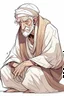 Placeholder: "Draw an old person wearing old traditional Arab clothes, hunched back he looks weak in anime style