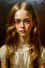 Placeholder: Lily-rose Depp, long hair, melancholy, the style of De Vinci, oil painting