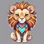 Placeholder: Cute Lion with adorable eyes / t-shirt design / clear lines/ neofuturist, full body