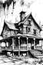 Placeholder: old house black and white drawing with a hint of water color paint