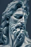 Placeholder: male face of the mythical gods Poseidon, black and white face straight view