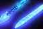 Placeholder: A fantasy straight sword that is made of ice, shimmering with an ethereal blue glow. It's hilt is crafted from swirling vines, leading to a vibrant crystal at the pommel, with a black background.