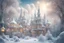 Placeholder: fairy tale city, dream city, landscape in light silver tones, colorful. delicate white velvety clouds, exquisite and filigree, lanterns, ice sculptures in rococo style, snow-covered trees, snow, mystical haze, beautiful, lumen, professional photo, beautiful, high resolution, cgi, f/16, 1/300 s, digital painting with high detail. Dmitry Vishnevsky