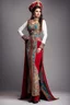 Placeholder: full body ,very beautiful lady in Azerbaijani costume standing with long boots