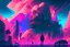 Placeholder: retrowave city, sci-fi, people, clouds, epic