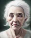 Placeholder: portrait of a dignified old woman with green eyes and white hair