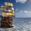 Placeholder: The beautiful pirate ship in the ocean, complex, incomprehensible, 3D, voluminous, symmetrical, artistic, 4K, 8K, by Franz Mark, a living, real and natural work