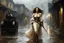 Placeholder: (photography by Titian, Rembrandt van Rijn, by Jeremy Mann, Luis Royo,) As the storm unleashed its full fury upon the town, rain poured down in torrents, washing away the grime and decay that had settled upon the machines. Maria Magdalena extended a hand, her touch infused with warmth and understanding. One by one, the machines lowered their weapons, their metallic armor clanging against the ground.In that moment, amidst the chaos and destruction, a fragile bond formed between Maria Magdalena an