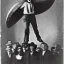 Placeholder: Creepy old photo flying saucer man, tramp