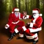 Placeholder: photograph, Santa is African, he's in the woods