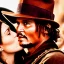 Placeholder: johnny depp as indiana jones kissing a girl, in ancient rome, near the colosseum