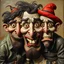 Placeholder: The oddest and funniest coagulation and mixture of friends, glossy finish, details very accentuated, stunning style, oniric, Max Ernst, hyperphotography, blatant, gross, caricature, very funny