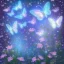 Placeholder: garden with subtle cristal transparent bright glitter blue butterfly, light, galactic, subtle flowers