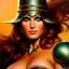 Placeholder: portrait oil on canvas, beautiful busty female Barbarian Warrior,green eyes, ,minimal armor,comic book cover, mystical colors,insanely detailed,realistic,intrincate detail, 16k resolution, masterpiece,Frank Frazetta,Alex Horley, Simon Bisley