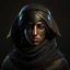 Placeholder: Arab warrior girl, rounded, 3D, 8k, black background