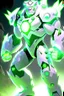 Placeholder: A new space creature from Ben 10 cartoon. Strong and graceful. From the White Tiger faction. Advanced hybrid metal golem. And the diamonds. He has a glowing green tattoo in the shape of old magic words