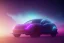 Placeholder: one glowing unicorn in a car in space,nebula in the backround,