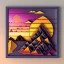 Placeholder: Geometrical mountain scene with sunset and bird's