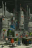 Placeholder: A dark gray robotic factory with bombs painted by Wassily Kandinsky