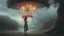 Placeholder: Full Body Shot Of A Young, Slim Woman Covered In rags, standing under a tree, holding an umbrella made from a jellyfish, a glowing ball in her hand, photorealistic, Detailed Matte Painting, Deep Colour, Fantastical, Intricate Detail,