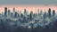 Placeholder: a vector graphic of city in the mist at dusk