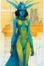 Placeholder: Hand drawn technical,full body portrait illustration , with detailed blueprints and engineering schematics of a walking leaf insect girl, in the comic book art style of BILL SIENKIEWICZ and JEAN GIRAUD MOEBIUS, with highly detailed facial features, drawings, and technical notation, 8k, vibrant natural colors