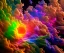 Placeholder: precise digital photo of a rgb random multicolour tornado made of smoke particles, over a stormy ocean, high waves colliding with the smoke, foam, intricate, 8k, extremely detailed, cgi, hyperrealistic render, volumetric lighting, impressive volumetric clouds, vitality colors, double precision