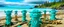 Placeholder: A turquoise beach with crabs designed in pacific Northwest totem poles painted by Frank Lloyd Wright