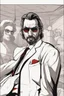 Placeholder: an muscular and menacing Hans Gruber wearing red-tinted glasses