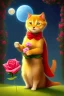 Placeholder: Der kleine Prinz als Katze mit Rose in der Pfote. Fuchs sitzt daneben