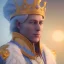 Placeholder: A portrait of a crystalised blue pink king, gold, sunny background, atmospheric, realistic, unreal engine, 8k. Cinematic lighting, octane render.