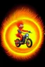 Placeholder: photo realistic Lorax on motorbike jumping through flaming hoop