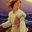 Placeholder: merryl streep sailing, plum, mountain background, fantasy, intricate, elegant, highly detailed, digital painting, artstation, concept art, smooth, sharp focus, illustration, art by gaston bussiere and alphonse mucha