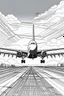 Placeholder: Outline art, no shading, aeroplane on the road, black and white, no shading, ow detail, --ar 9:11