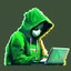 Placeholder: minimalistic, art, green, anonymous mask, no face