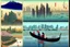 Placeholder: create an image in the style of hiroshige 100 viewss, where the picture is broken into 100 smaller images, but the views are od dubai.