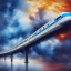 Placeholder: an abstract painting of a maglev train, highly detailed