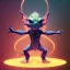 Placeholder: yoga gremlin artist, maze background ,chain levitated, levitated lab equipment, 4k, Highly Detailed, Masterpiece, perfect eyes, Digital Illustration, Cinematic Lighting, Realistic, Sharp Focus, Centered, Beautifully Lit, Bioluminescent by Stanley Artgerm Lau